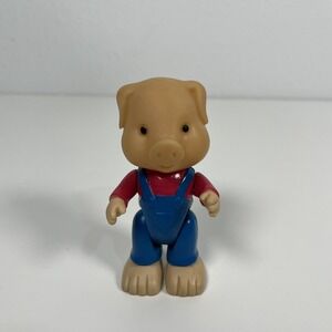 Vintage Toy Pig Figurine Farmer Overalls Pig Doll